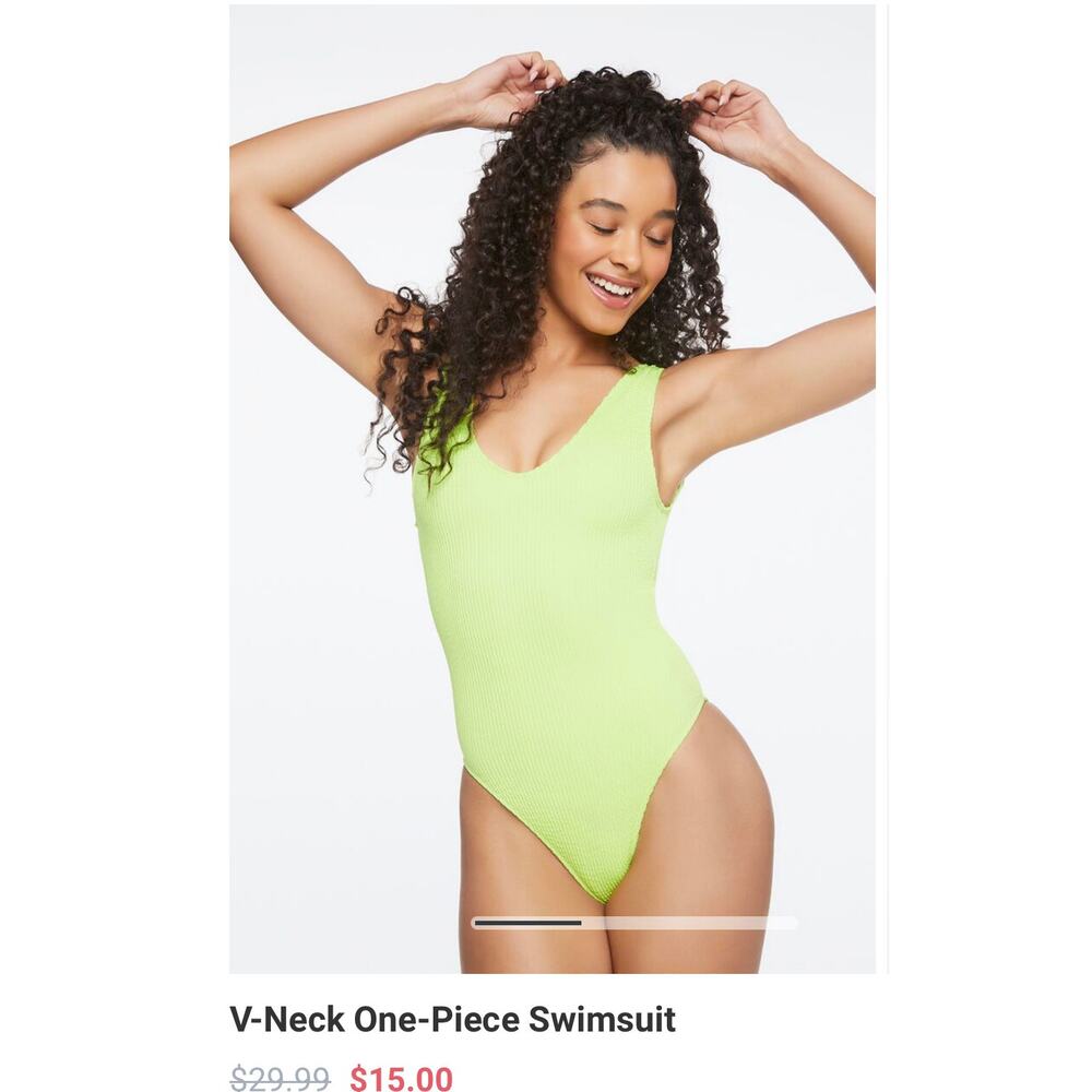 V-Neck One-Piece Swimsuit Size M